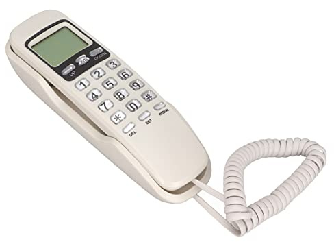CHICIRIS Telefono di Rete Fisso Montato a Parete Vintage con Funzione Flash per L' 'hotel, Telefono retrò Compatto per Parete da Tavolo, Tasti Grandi, Bianco (WHITE)