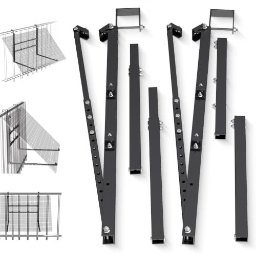 GLIESE Balkonkraftwerk Halterung für 400W-550W Solarmodule - 15°-45° verstellbar aus stabilem Aluminium, inkl. Haken für Quadratprofil-Geländer - Für Balkon, Flachdach, Wand (Schwarz)