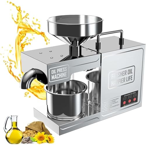 LYNNEYING Pressa per Olio Automatica, Pressa per Olio 820W Commerciale Automatica, Estrattore di Olio Elettrico in Inox, Pressa Fredda e Calda, per Semi di Tè/Sesamo