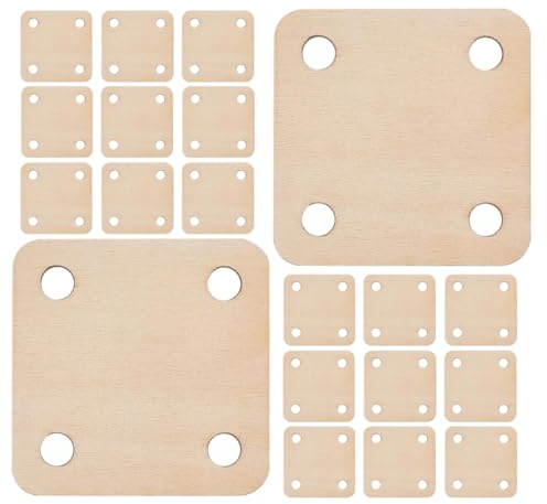 Hemobllo 36 Stück Holz Webset mit 4 Loch Quadratischen Webkarten Blanko Webrahmen für Selbstgemacht Basteln Schnelles Weben Vielseitig für Handwebstuhl und Heimdekoration