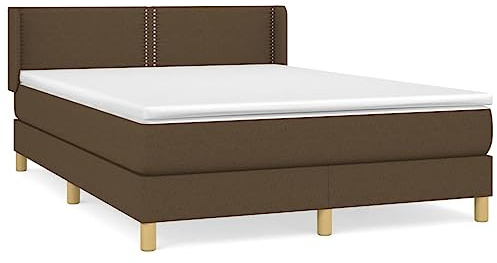 XHNIFBN Boxspringbett Dunkelbraun 140x200 cm mit Taschenfederkernmatratze 20 cm und Topper 5 cm Höhenverstellbares Kopfteil Federholzrahmen Robustes Schlafmöbel für Schlafzimmer Gästezimmer