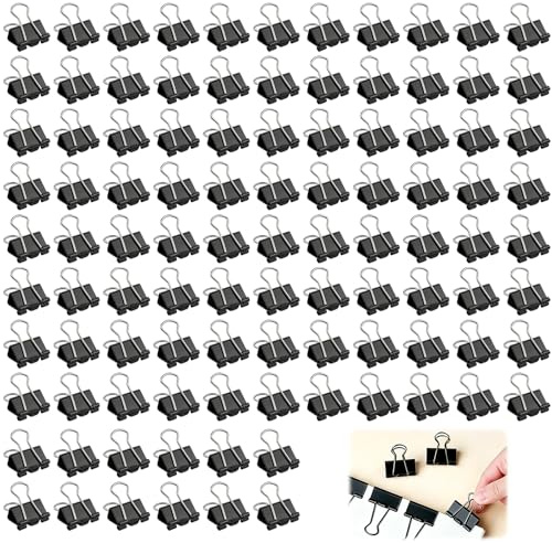 Sylalxeba 100 Pinces à Documents 15mm – Métal Noir – Usage Bureau Maison