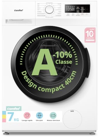 COMFEE' Machine a Laver 7KG Ultra Slim 40cm Classe A-10% 1200RPM CFP01EW70W