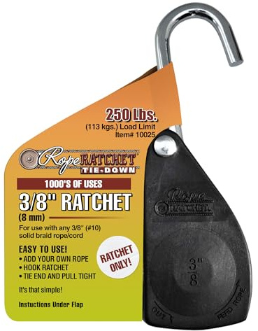 Rope Ratchet 3/8 Block and Tackle Pulley Hoist - No Rope Included