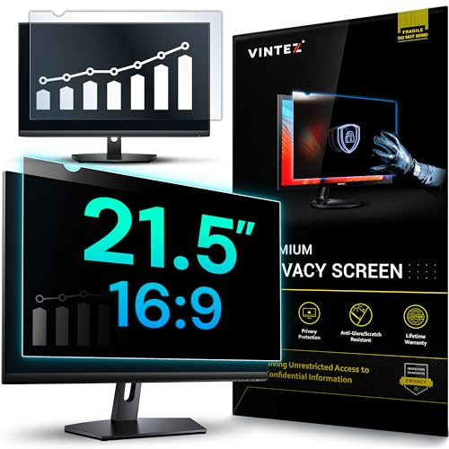 VINTEZ 21.5 Inch 16:9 Privacy Screen for Computer Monitor and Laptop - Anti Glare Protector Film Blue Light Filter Eye Protection - Computer Screen Privacy Shield, [1 Pack]