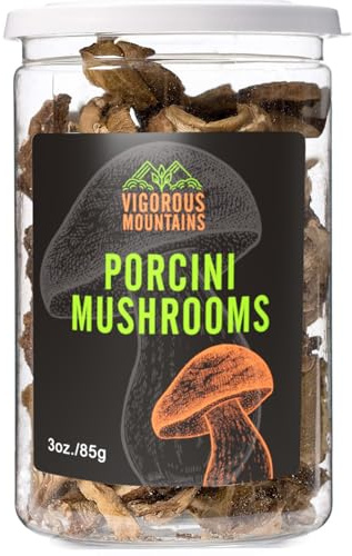 VIGOROUS MOUNTAINS Dried Porcini Mushrooms Boletus Edulis 3 Ounce 85 Gram