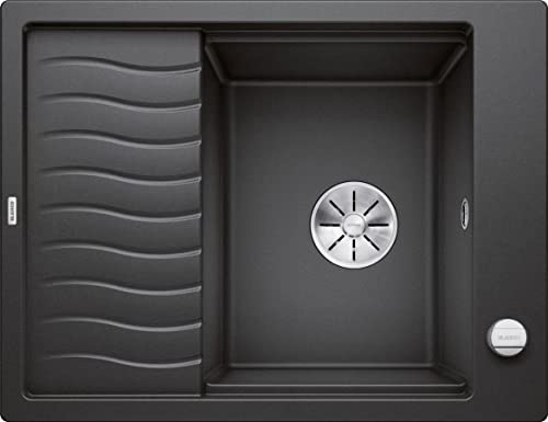 BLANCO ELON 45 S | Granitspüle aus SILGRANIT anthrazit | [65x50x20,2 cm] | für 45 cm breite Unterschränke | Reinigungsfreundliche Öberfläche | Großes Becken | reversibel