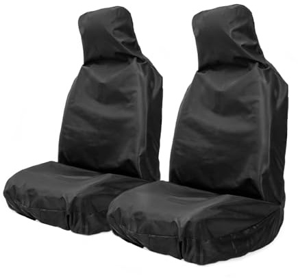 AUTO HIGH Waterproof Car Seat Covers, Heavy Duty Nylon Seat Protectors, Universal Fit 2 Front Seat Covers, Black
