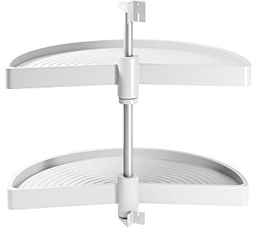 Emuca - Guarnitura Girevole per Mobile ad Angolo di Cucina, cestelli girevoli a Mezzaluna di Ø750mm per Base di 900mm, Bianco
