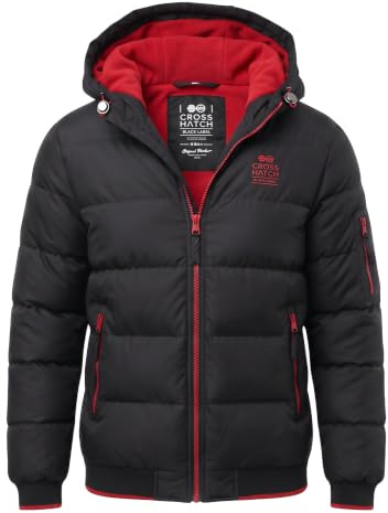 Crosshatch Mens Althorpe’ Quilted Padded Hood Jacket Fleece Lined Winter Coat.