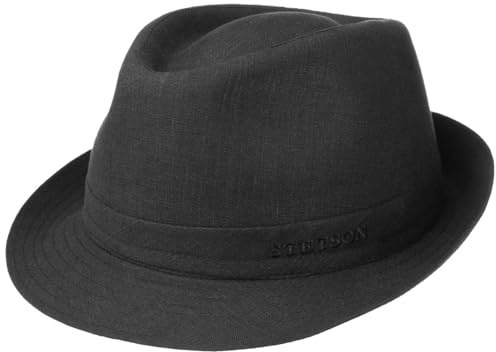 Stetson Geneva Trilby Hut Made in Italy Damen Herren Frühling Sommer schwarz 55 cm
