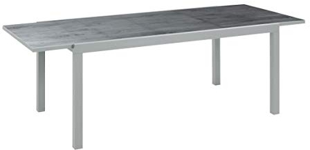 greemotion Ausziehtisch Monza, Glastischplatte, Keramiklook, 160/240 x 75 x 90cm, Silber / Grau