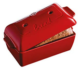 Emile Henry Brotbackform, 28 x 13 x 12 cm, Burgunderrot