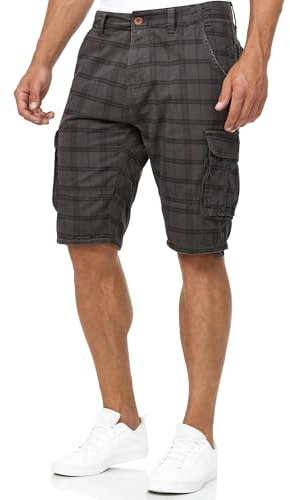 Indicode Herren Blixt Cargo Shorts aus Baumwolle mit 6 Taschen und Gürtel | Robuste Arbeitsshorts mit passendem Gürtel, Bermudas, kurze Hose, Freizeithose, Outdoorhose, Sommerhose für Männer