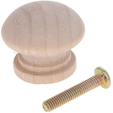 MroMax Runde Holzknöpfe, 28x23mm/TxH Schrank Möbel Küche Poliergriffe Griffe für Kommode Schubladen Kleiderschrank, Holz 15 StückP