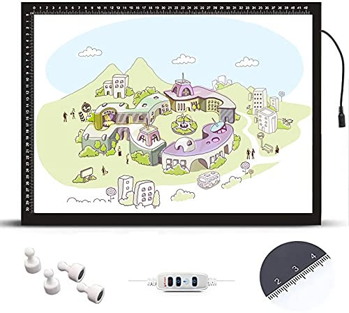 SMLJJDZ LED Leuchttisch A2 Licht Pad Ultradünne Leuchtplatte Tragbare Led Light Pad Zeichenbrett Mit Einstellbarer Helligkeit Für Künstler Malen Animation Skizzieren Entwerfen,A4