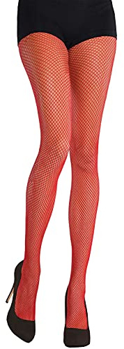 Yummy Bee Fishnet Tights Women Plus Size Black White Red Mesh Tights Fish Net M-XL UK (M, Red)