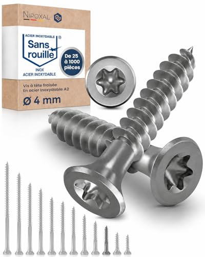 Holzschrauben Torx Schrauben 4x25 Edelstahl V2A rostfrei Spanplattenschrauben für Holz Teilgewinde 4mm stark 25mm lang 25 Stück Edelstahlschrauben Holz A2