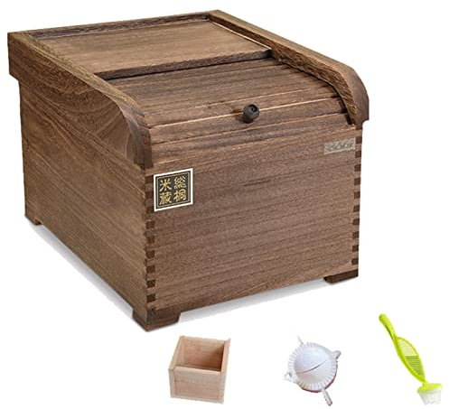 MLYY Wood Grain Storage Container - Large Brown Airtight Rice Dispenser, Restaurant/Kitchen Cabinets, Corn/Flour/Snacks/Oatmeal, 15kg Capacity
