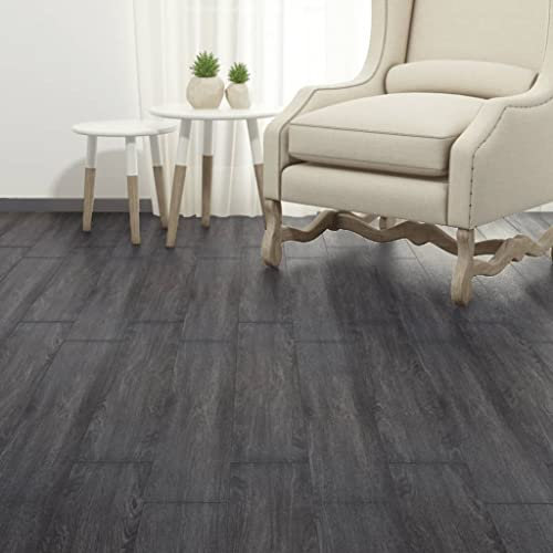 HOMIUSE PVC Laminat Dielen Selbstklebend 5,02 m² 2 mm Schwarz Weiß PVC Bodenbelag Selbstklebend Laminatboden Fliesenaufkleber Holzoptik Bodenfolie Selbstklebend für Küche Bad Wohnzimmer Langlebig