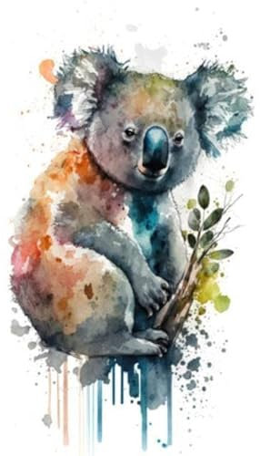 adrium Acryl-Bild 30 x 50 cm: Abbildung Koala in Aquarell. Tier auf weißem Hintergrund. Generative KI (200067789)