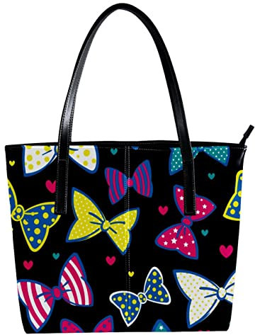 Bunte Schultertasche mit Schleifen-Muster, leicht, lässig, Schultasche, Lehrertasche, Handtasche, Geldbörse, Mehrfarbig