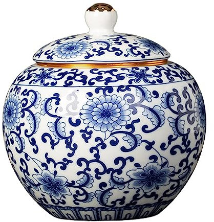 Fenteer Keramik-Ingwerglas, dekoratives Glas, Teedose, vielseitiges orientalisches Porzellan-Tempelglas, Keramik-Vorratsdosen für die Inneneinrichtung, Stil b