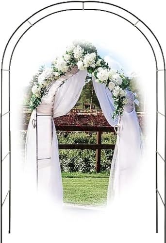 MISKYN Arco De Jardín De Metal con Base, Arco De Boda Interior/Exterior Duradero Arcos Decorativos para Rosas Plantas Trepadoras,Blanco,W3.5M*H2.2M