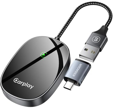 ESSAGER CarPlay Wireless Adapter für i-Phone, 5G WiFi, Konvertieren Sie Kabelgebundenes zu Wireless Carplay Dongle Plug-und-Play, für Eingebautes Fahrzeug, i-Phone 6+, iOS 10+