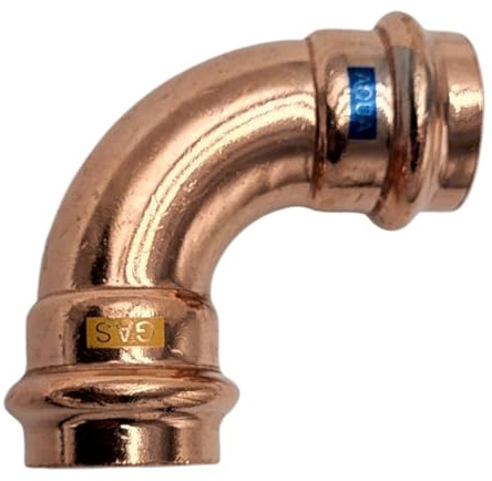 zbs24 Pressfittings Kupfer, Bogen 15mm 90° I/I (1 Stück), mit Dichtungen für Trinkwasser und Gasleitungen, V-Press Kontur, DVGW geprüft
