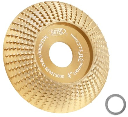 BGTEC Intaglio Legno Mola Disco Abrasivo，100MM*22.23MM Arco Disco Raspa per Legno per Levigatura Intaglio Modellatura Lucidatura – Disco per Legno Smerigliatrice