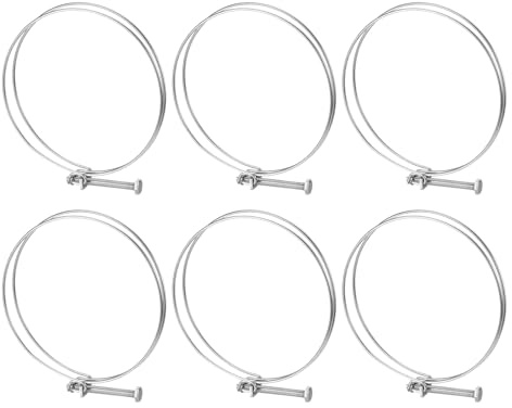 sourcing map 6Pcs Double Wire Hose Clamp, 150-160mm Adjustable Stainless Steel Wire Hose Clips with M8 Bolt for Dust Collection Hose, Pump Hose Pipe