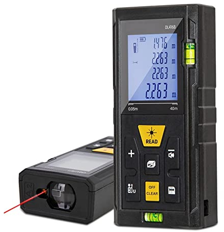 Misuratore di Distanza Laser, Display da 1,7 Pollici 40M/60M Telemetri Metro Elettronico Roulette Nastro Digitale Telemetro Nastro di Misurazione Misura Distanza, Area e Volume(Color:0 05 40m)