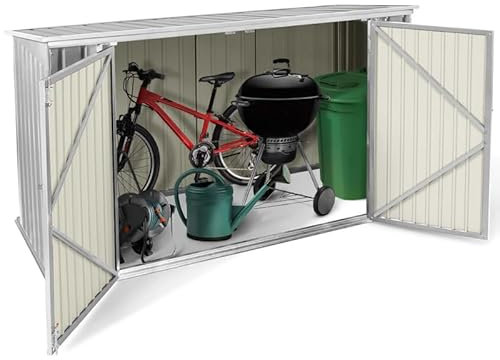 IDMarket - Rifugio da giardino in metallo grigio chiaro con serratura multi-deposito biciclette, strumenti, bidoni della spazzatura