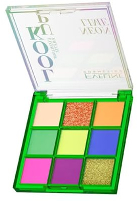 Eveline Cosmetics Look UP Neon Lime Lidschattenpalette - 9 lebendige Frühlingsfarben für mutige, optimistische Looks - Matte und schimmernde Finishes