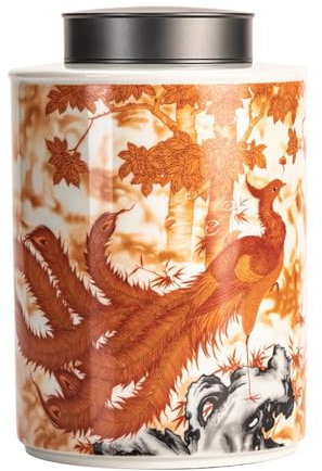 LUZZILE Tea Canister Vintage Painted Tea Cans, Ceramic Sealed Moisture-proof Cans, Household Tea Storage Cans Tea Tin