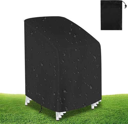 Housse de protection pour chaise de jardin résistante hiver intempéries 210D UV indéchirable noir