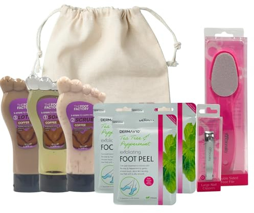 VIKINGTREAT Fußpflegeset - Peeling Fußmaske, Füße Peel Maske & Spa Behandlung für trockene, rissige Fersen (Einheitsgröße, Kaffee)