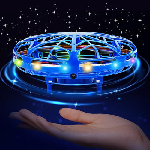 UFO Mini Drone - Bola voladora, juguete volador controlado a mano con rotación 360° y luz LED, juguete para interior y exterior, regalo para niños y niñas de 6, 7, 8, 9, 10+ años