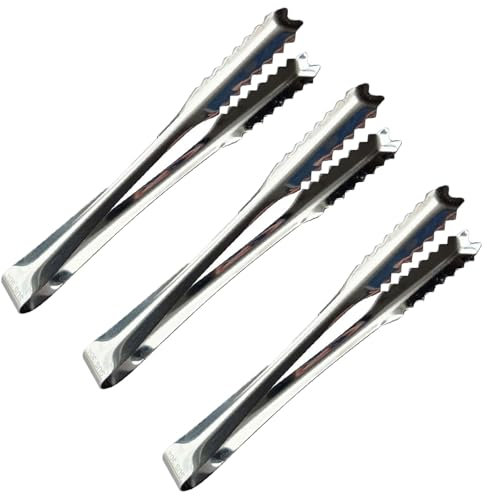 3 Stück küchenzange, 15.4cm Süßigkeiten Zange Küche Mini Zuckerzange Klein Servierzange 201 Edelstahl Eiszange Set Candybar Zangen für Hochzeit Bar Party (Silber)