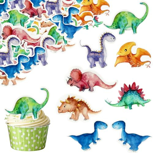 OWOAOOwl 50 Stück Essbare Tortendeko Dinosaurier, Dino Kuchen Deko,Dinosaurier Topper Geburtstag Essbar Dino Tortendeko Deko Torte Geburtstag Deko