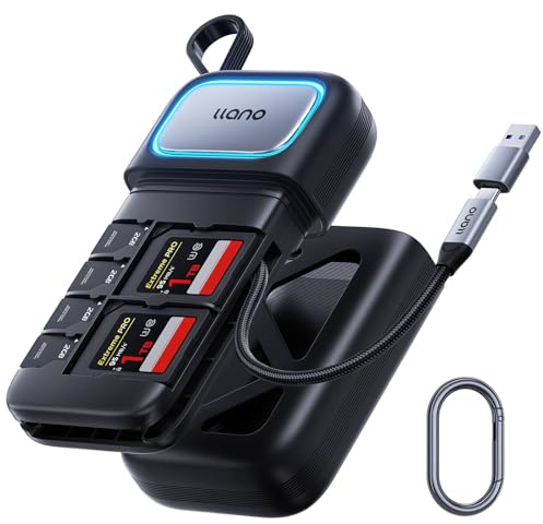 llano 2-in-1 Lettore/Adattatore per Schede SD/Micro SD ad Alta Velocità (Supporto UHS-I), Alloggiamenti di Archiviazione Integrati, Compatibile con iPhone, Android, PC, MacBook, USB Type-C 3.2 Gen1