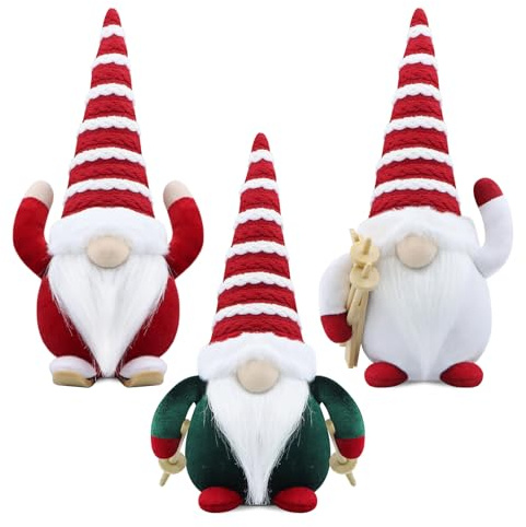 Gehydy Weihnachtswichtel 3er Set Wichtel Figuren Weihnachten Dekoration Weihnachtsdeko Christmas Decorations Wichtel Zubehör für Home Küche