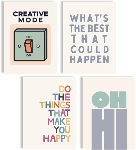 mojoliving Motivationsbilder Set Aesthetic Fitness Growth Mindset Gym Deko Büro Dekoration Badezimmer Küche Bilder (Oh Hi, Posterset 4x A4 (21x30cm) | ohne Rahmen)