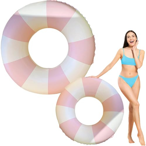 Schwimming Ring Erwachsene, Retro-Stil Luftmatratze Schwimmreifen Aufblasbar, Aufblasbare Schwimmbecken Schwimmer, Für Sommerpool Party (Rosa, 120)
