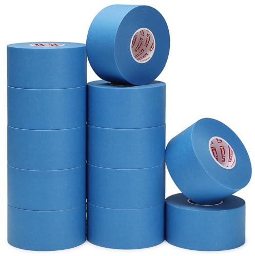 Fyguard 12 Rolls Masking Tape, 48mm x 50m, Blue Painters Tape | Crepe paper, multi-surface adhesion, hand tear, waterproof, residue-free removal up to 14 days, sharp paint lines