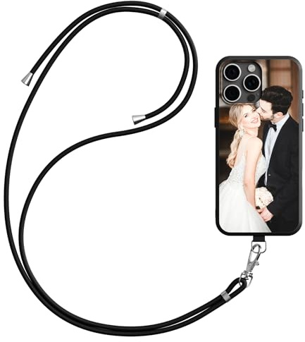DCPPCY Handykette Personalisierte Handyhülle für iPhone 16 Plus, Selbst Gestalten Hülle mit Handyband Kette, TPU Custom handyhülle mit Foto Bild Text, Hülle mit Eigenem Foto (Mehrfarbig)