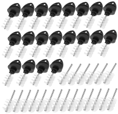 VALICLUD 20pcs Beer Tap Cleaning Brush Plug Brush for Beer Faucets Stainless Steel Bristles for Cleaning of Beverage Equipment Black Transparent Designs