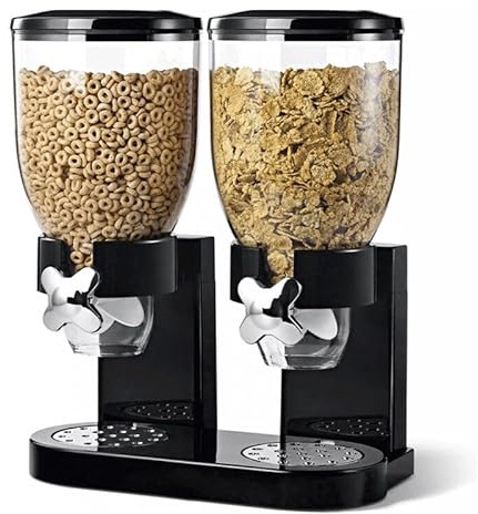 Proaustin Dispensador de cereales de doble tamaño, máquina de almacenamiento de alimentos secos para cocina, contenedor doble