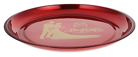 Homoyoyo Party Fruit Tray with Smooth Surface Chinese Wedding Serving Tray round Stainless Steel for Home and Wedding Party Decor